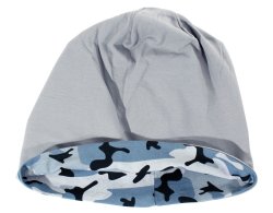 Beanie Mütze im Camouflage Look blau grau