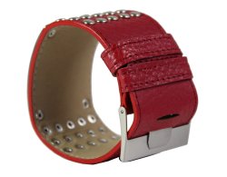 Armband mit Metallplatte und Nieten rot